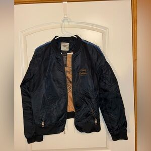 Harley-Davidson Black Jacket with Blue and Tan Accents